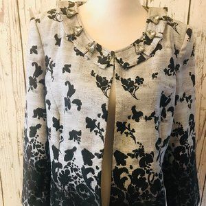 PRESTON & YORK GRAY W/ BLACK FLORAL JACKET SIZE 14